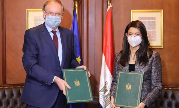 Egyptian Minister of International Cooperation Rania Al-Mashat, and Head of the European Union Delegation to Egypt Ambassador Christian Berger.- press photo