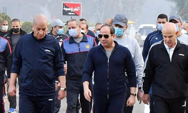President Abdel Fattah El Sisi visits the Military Academy in Cairo on Saturday- press photo
