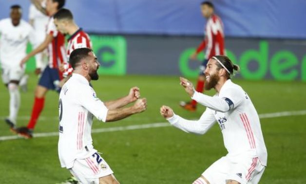Carvajal celebrates scoring in the derby, Reuters 