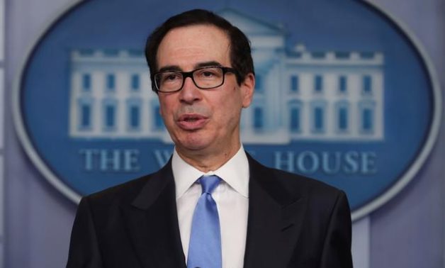 FILE PHOTO: U.S. Treasury Secretary Steven Mnuchin answers questions during the daily coronavirus task force briefing at the White House in Washington, U.S., April 21, 2020. REUTERS/Jonathan Ernst