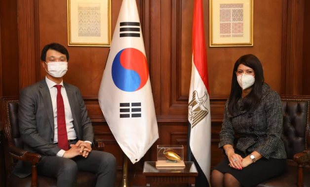 Minister of International Cooperation, Dr. Rania Al-Mashat, and Ambassador of South Korea to Egypt, Hong Yin Wook