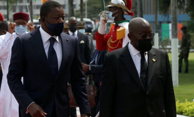 Faure Gnassingbe, President of Togo and Nana Akufo-Addo President of Ghana, arrive for Ivory Coast's President inauguration ceremony in Abidjan, Ivory Coast December 14, 2020. REUTERS/Luc Gnago