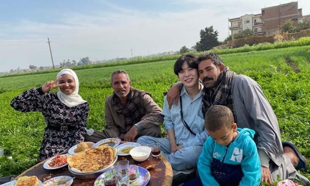 Korean YouTuber during his visit to Juhayna village in Sohag, Upper Egypt - Social Media