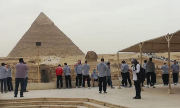 The Swiss Handball Team while visiting the Giza Pyramids - Ministry Of Tourism & Antiquities