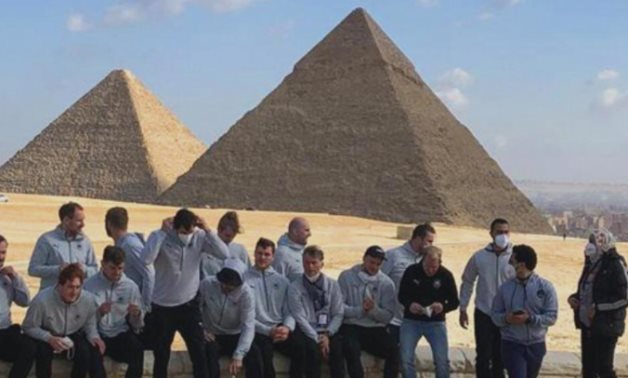 German handball team during their visit to the Giza Pyramids on Jan. 20 - Photo via Min. of Tourism & Antiquities