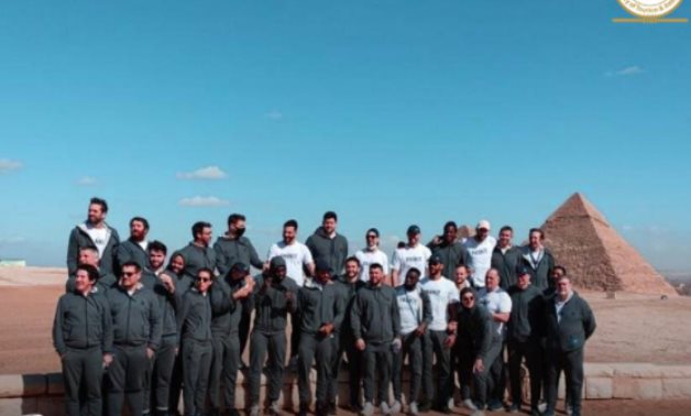 French handball team during their visit to the Giza Pyramids - Min. of Tourism & Antiquities