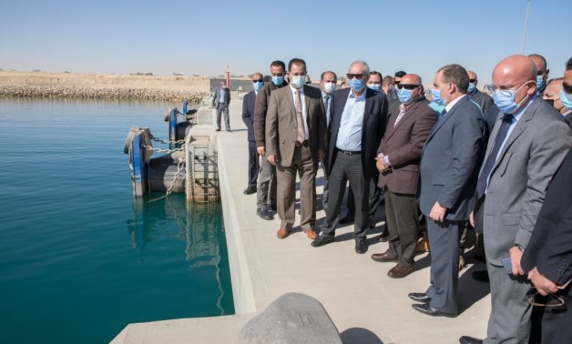 Minister of Transportation Kamel al-Wazir checking up the upgrade works carried out in Ain Sokhna Port on February 2, 2021. Press Photo 