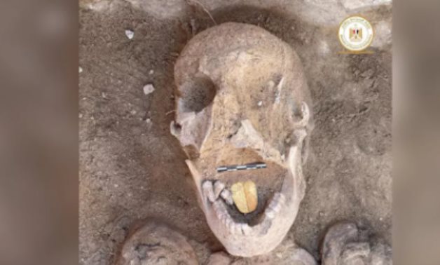 The mummy with the golden tongue discovered in West Alexandria - Min. of Tourism & Antiquities