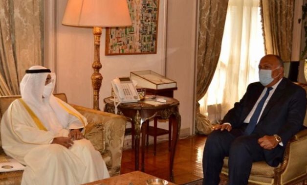 : Egyptian Foreign Minister Sameh Shoukry and Secretary General, Cooperation Council for the Arab States of the Gulf (GCC). Dr Nayef Falah Mubarak Al-Hajraf met on Sunday- press photo