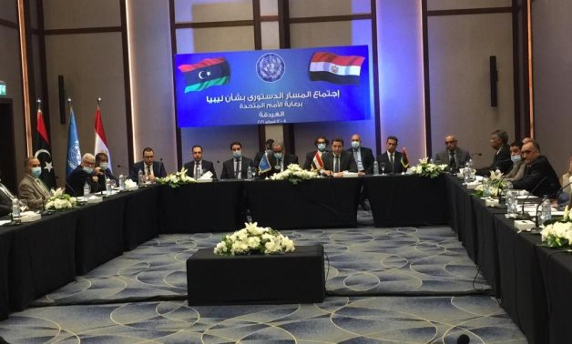 The opening session of the third meetings of the Libyan Constitutional Track taking place in Egypt's Hurghada on February 9, 2021. Press Photo 