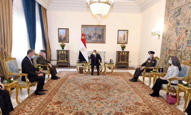 President Abdel Fatah al-Sisi receiving the U.S. Central Command Kenneth McKenzie Jr. in Cairo on February 22, 2021. Press Photo 