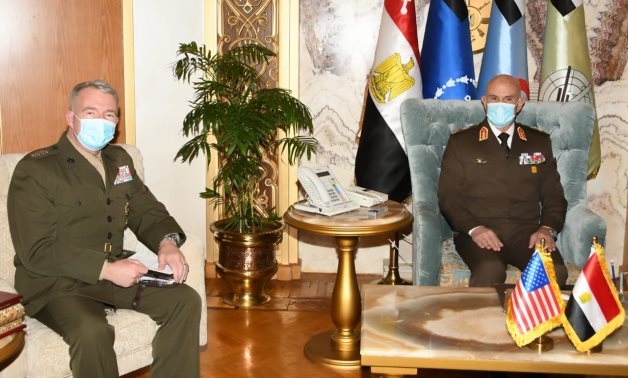 Egypt's Armed Forces Chief of Staff Mohamed Farid (R) receives head of the US military’s Central Command Kenneth McKenzie (L) in Cairo – Military spox