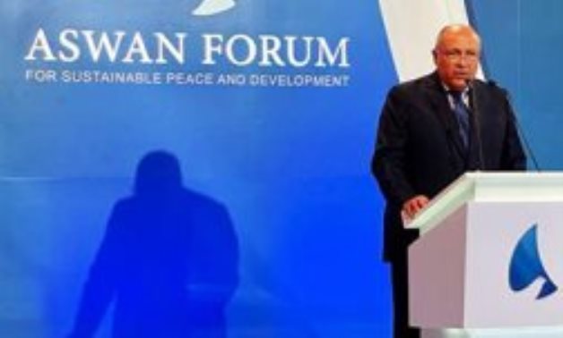 Minister of Foreign Affairs Sameh Shokry in 2nd edition of Aswan Forum for Sustainable Peace and Development on March 1, 2021. Egypt Today/Hassan Mohamed 