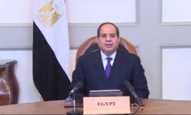 President Abdel Fatah al-Sisi delivering a pre-recorded speech on the first day of the second edition of Aswan Forum for Sustainable Peace and Development. Egypt Today/Hassan Mohamed 
