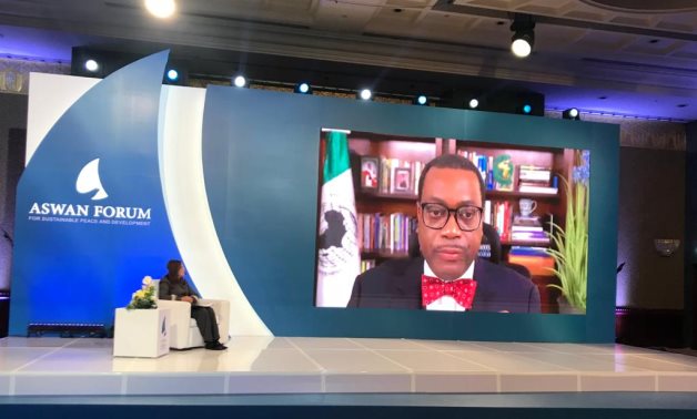 President of African Development Bank Akinwumi Adesina (r) and Egypt’s Minister of Planning Hala El Said in Aswan Forum on March 1, 202. Egypt Today/Noha El Tawil 