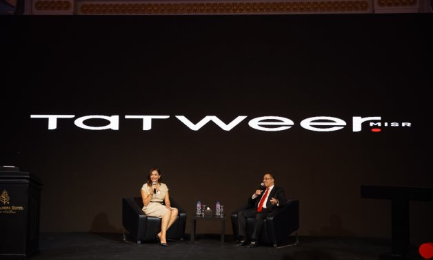Dr. Ahmed Shalaby, President  & CEO of Tatweer Misr with the presenter, Rana Arafa, during the press conference 