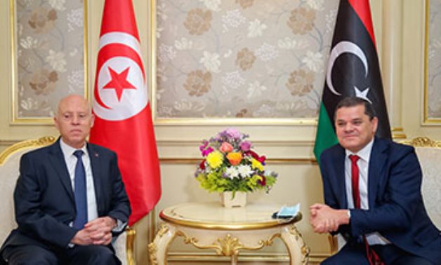Tunisia's President Kais Saied meets with Libya's Prime Minister Abdulhamid Dbeibeh in Tripoli, Libya March 17, 2021. REUTERS