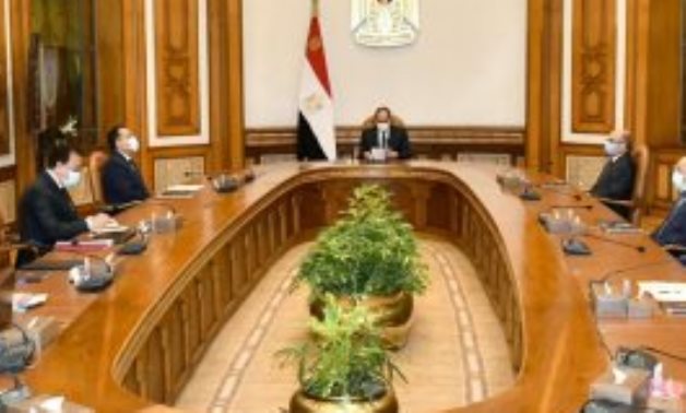 President Abdel Fatah al-Sisi during his meeting with Prime Minister Mostafa Madbouli and several officials 