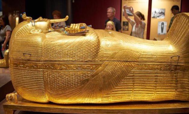 FILE - King Tutankhamun golden sarcophagus 