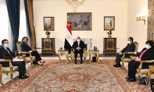 President El-Sisi Receives Director-General of UNESCO- press photo