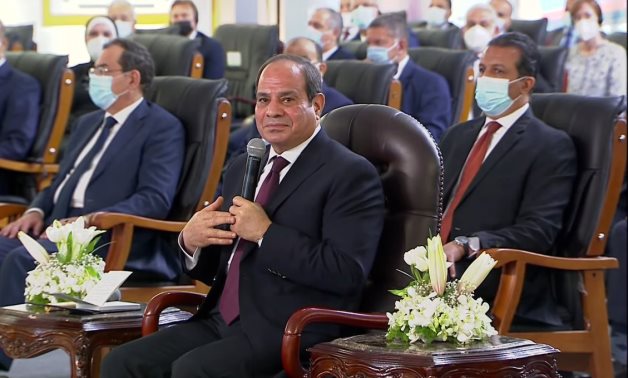 Egypt’s President Abdel Fattah El-Sisi gives a speech while inaugurating the secured and smart documents complex – Presidency 