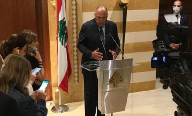 Egypt's FM Sameh Shoukry during his visit to Lebanon
