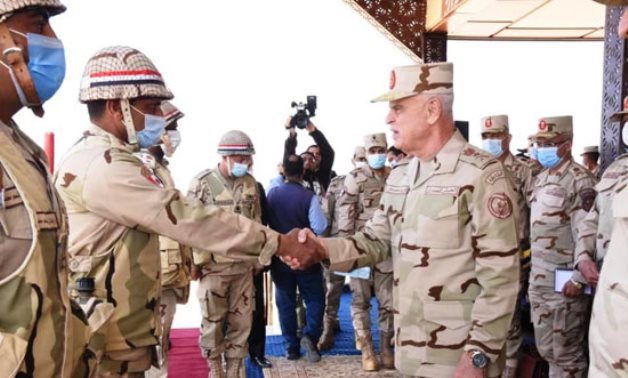 Egyptian Armed Forces Chief of Staff Lieutenant General Mohamed Farid attends on Thursday the main stage of a military tactics project, dubbed “Gasser-5" - Military spox