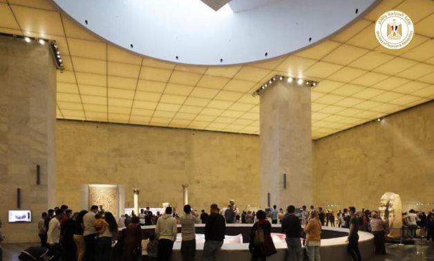 File: Thousands of visitors flock to the National Museum of Egyptian Civilization in Fustat.