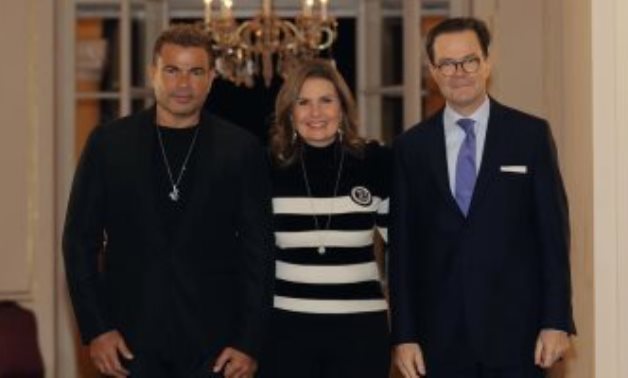 File: French Ambassador to Cairo, Yousra and Amr Diab.