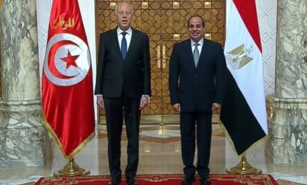 Egyptian President Abdel Fattah el-Sisi and Tunisian President Kais Saeid in their conference April 10, 2021 - Youtube still