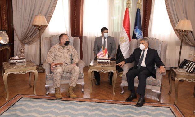 Meeting of Suez Canal Authority Chairman Osama Rabie and U.S. Central Command’s Director for Strategy, Plans, and Policy Scott Benedict in Ismailiyah on April 20, 2021. Press Photo 