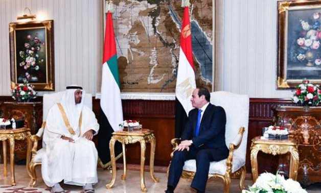 President Abdel Fattah El-Sisi meets with Sheikh Mohamed bin Zayed Al Nahyan, the Crown Prince of Abu Dhabi and Deputy Supreme Commander of the UAE Armed Forces- press photo