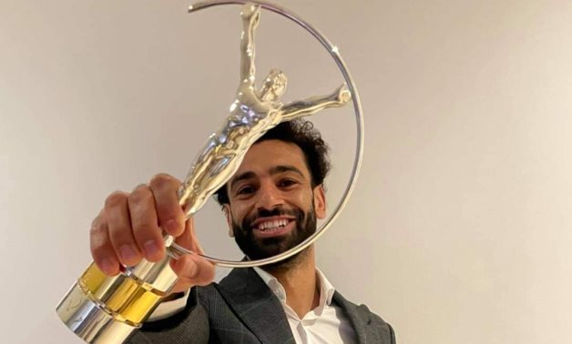 File - Mohamed Salah was awarded with the 2020 Laureus prize for Sporting Inspiration
