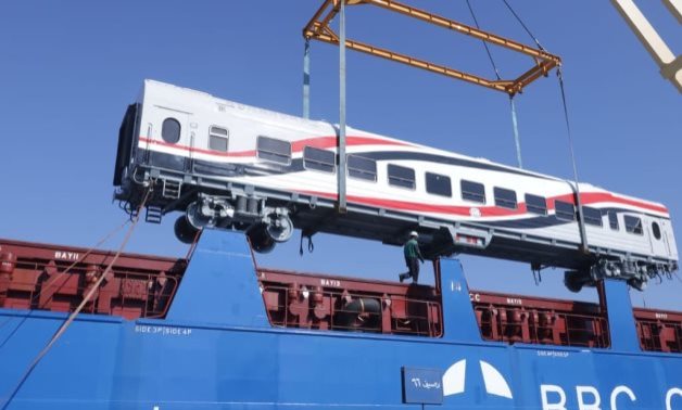 FILE – Transmashholding passenger railcar upon arrival in Egypt's Alexandria Port 