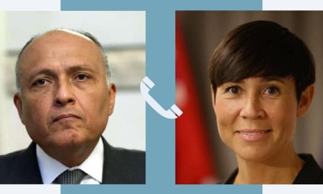 Egypt’s Foreign Minister Sameh Shoukry (L) and his Norwegian counterpart, Ine Eriksen Søreide – File photos