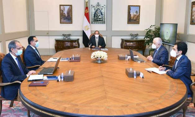 Egypt’s President Abdel Fattah El-Sisi meets with Prime Minister Mostafa Madbouli, Minister of Education Tarek Shawki and Minister of Communications Amr Talaat – Presidency 