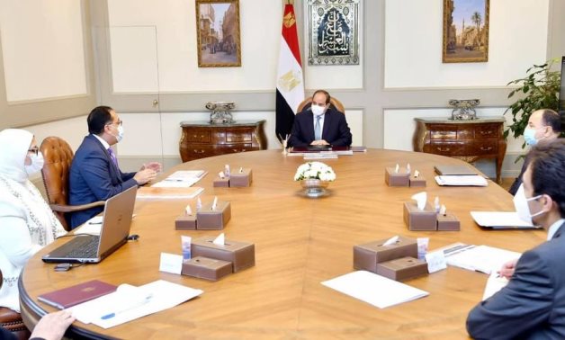 President Abdel Fatah al-Sisi's meeting with Minister of Health and Population Hala Zayed on June 8, 2021. Press Photo 