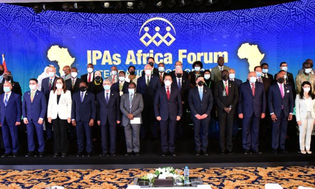 Egyptian Prime Minister Mostafa Madbouli, Egyptian and African ministers and investment officials posing in opening of IPAs Africa Forum held in Sharm El Sheikh on June 10, 2021. Press Photo