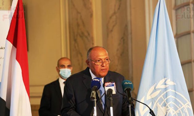 Minister of Foreign Affairs Sameh Shokry in ceremony celebrating the International Day of the United Nations Peacekeepers in Cairo, Egypt on June 17, 2021. Egypt Today/Khaled Mashaal  