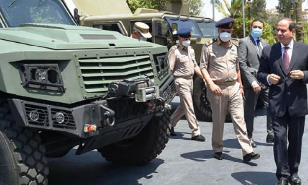 Sisi inspects armored vehicles made by the Egyptian Armed Forces on June 19, 2021 - Press photo