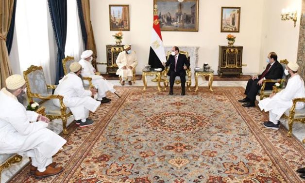 President Abdel Fattah El Sisi met with Mufaddal Saifuddin, Sultan of the Indian Bohra community and his sons- press photo