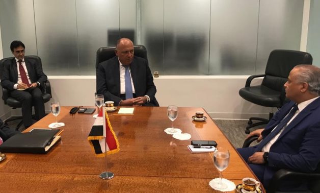 Egyptian Foreign Minister Sameh Shoukry met on Monday with Ambassador Tarek Adab, Tunisian permanent representative to the United Nations - press photo