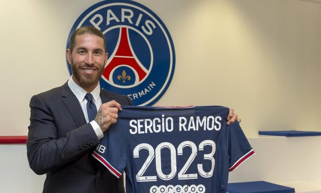 PSG new signing Sergio Ramos, courtesy of PSG Twitter account