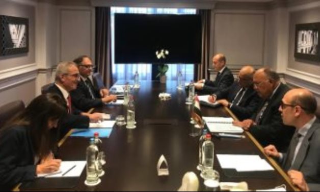 Minister of Foreign Affairs Sameh Shokry and Maltese counterpart Evarist Bartolo in meeting on July 12, 2021 in Brussels, Belgium. Press Photo 