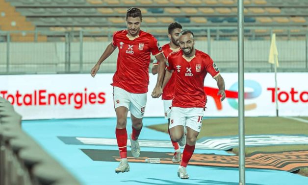 Mohamed Sherif celebrates his goal, courtesy of Al Ahly website