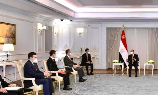 President Abdel Fattah El Sisi meets with Chinese Foreign Minister Wang YI and his high-level delegation on July 18, 2021 in Cairo- press photo