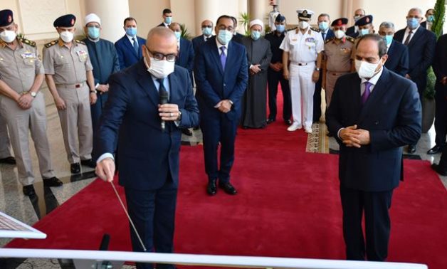 President Sisi listened to a detailed explanation from Minister of Housing Asem El-Gazzar about the construction of the City of Arts’ in new Alamein- press photo