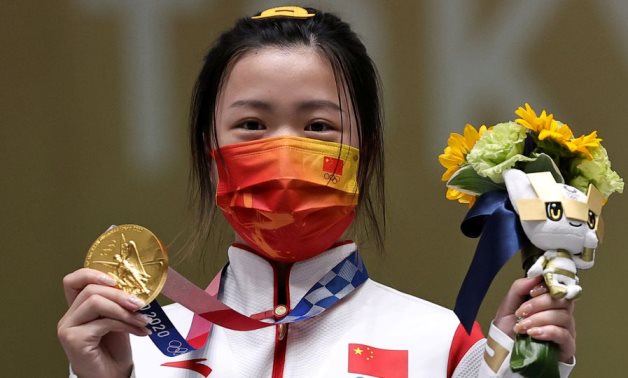 Gold medallist Yang Qian of China celebrates on the podium REUTERS/Ann Wang