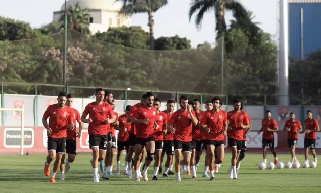 File - Al Ahly players train at El Tetsh ahead of Aswan's clash