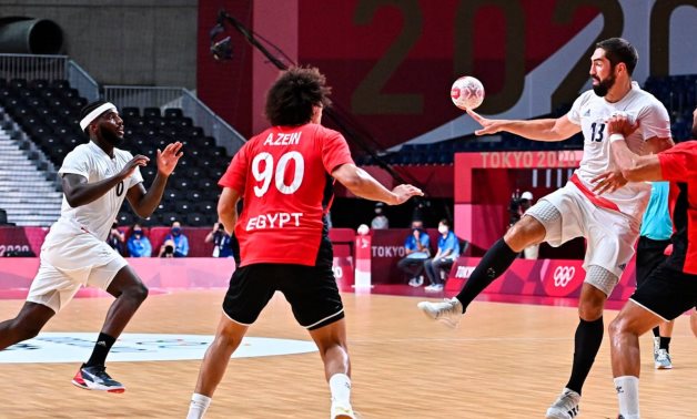 File - The Egyptian defense suffered against the French attacking players